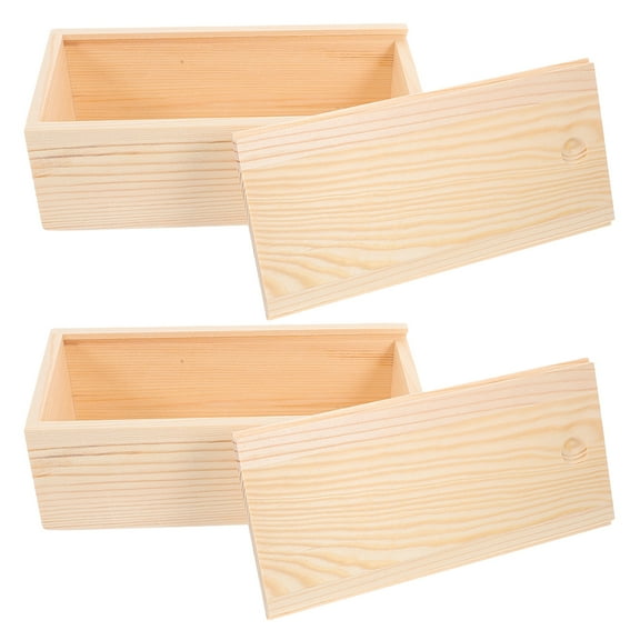 Phenofice 2Pcs Wooden Storage Box with Sliding Lid Dustproof and for Diy Projects