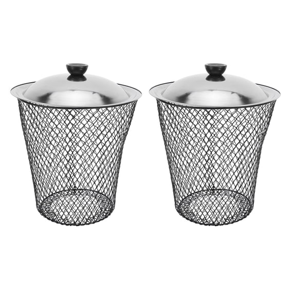 Phenofice 2pcs Inground Worm Composter Metal Bin with Lid 28.5x23.5x15 Cm