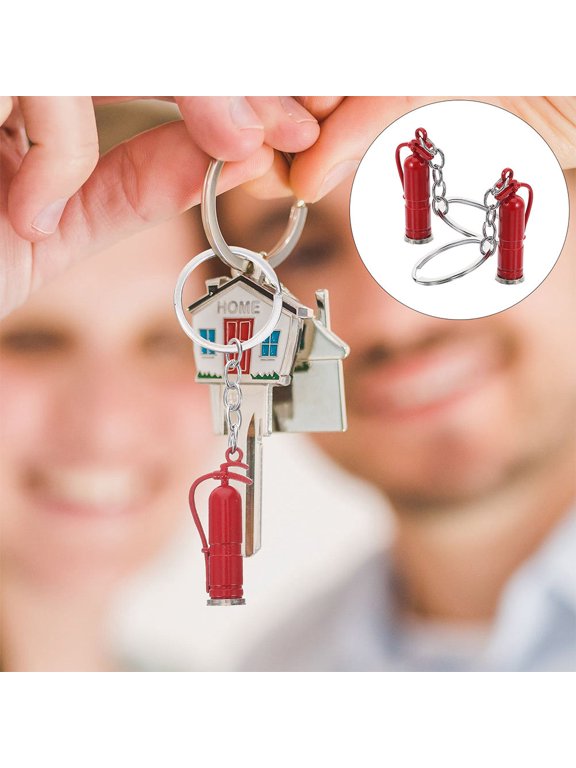 firefighter pendant Red Alloy 3D Mini Decorative Keychain 3 Pcs