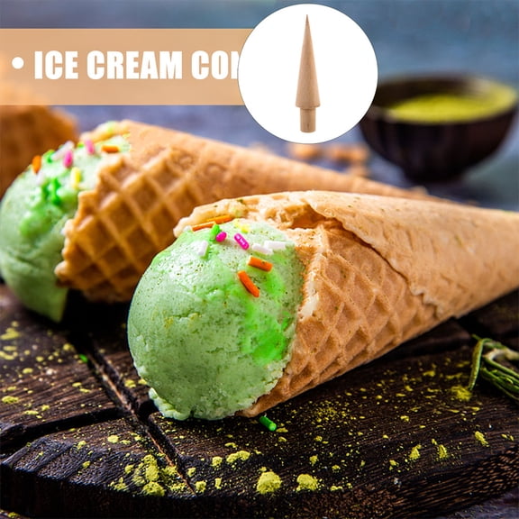 Phenofice 3Pcs Brown Wood Ice Cream Cone Roller, Waffle Cone Shaping Mold, Kitchen Baking Dessert Tool Set for Home Use