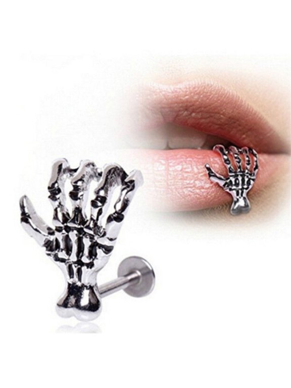4Pack Skull Lip Piercings Jewelry for Outdoor Parties and Travel