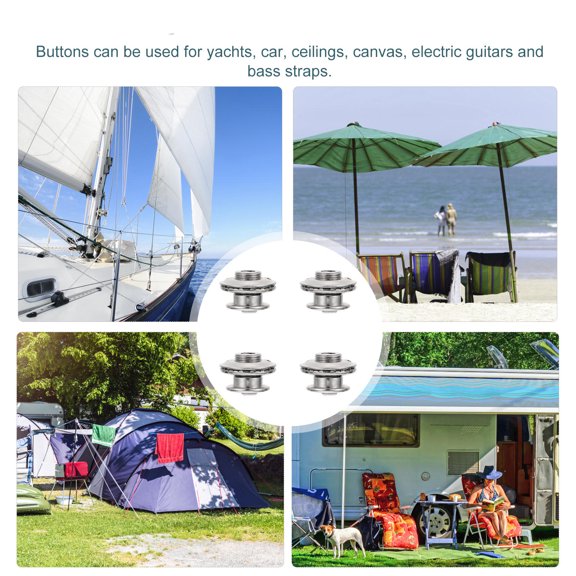 Phenofice 4Pcs Boat Fastener Kit Plated Silver Durable Marine Snap Buttons for Car Canvas and Upholstery