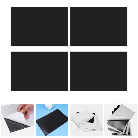 Phenofice Black Flexible Rubber Adhesive Sheets 4-Pack for Crafting, Projects, and Home Repairs
