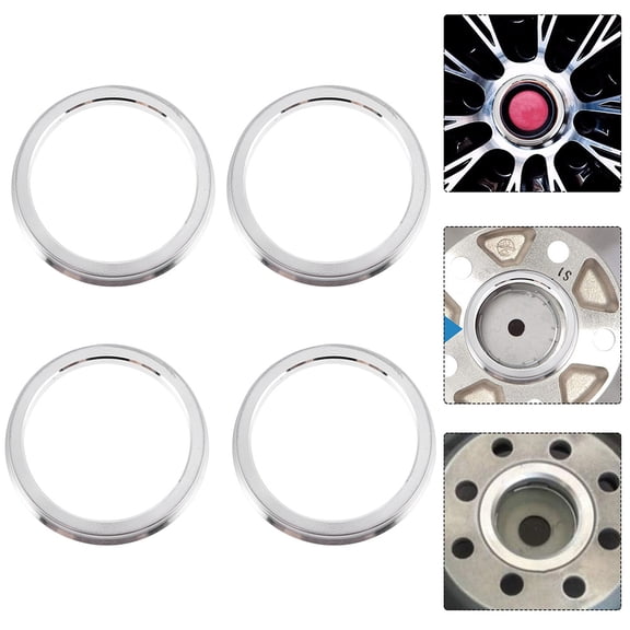 Phenofice 4Pcs Metal Hub Centric Rings Plated Silver Car Exterior Wheel Center Rings Anti Vibration
