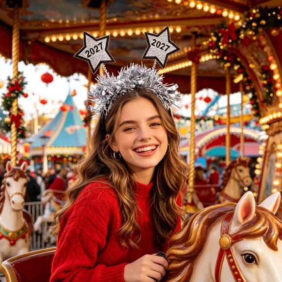 Phenofice 4Pcs New Year Eve Headbands Plated Silver with Glitter Star Perfect for Party Decorations