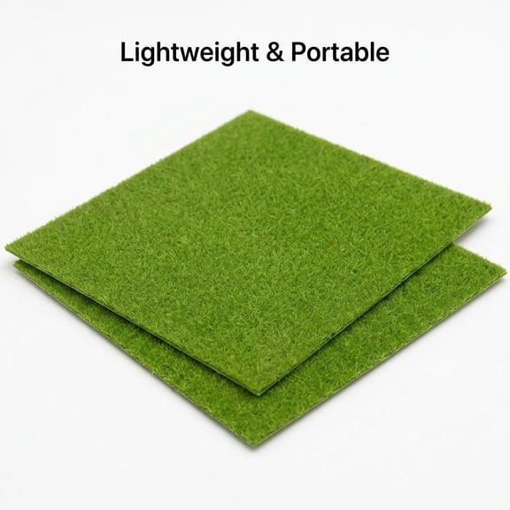 Phenofice 4-Pack Realistic Fake Grass Squares, Green Artificial Turf Mats for Sand Table, Diorama, Model Craft Projects Decor