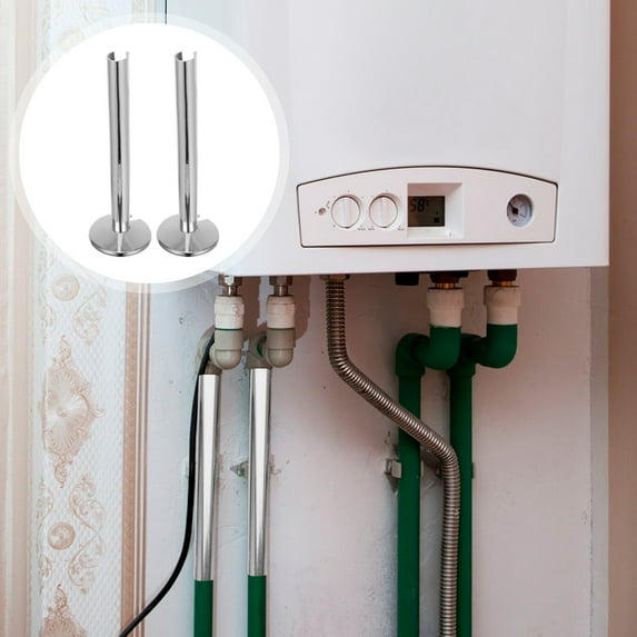 Phenofice 4Set Silver ABS Radiator Pipes Shroud Kit Conceal Pipes Round ...