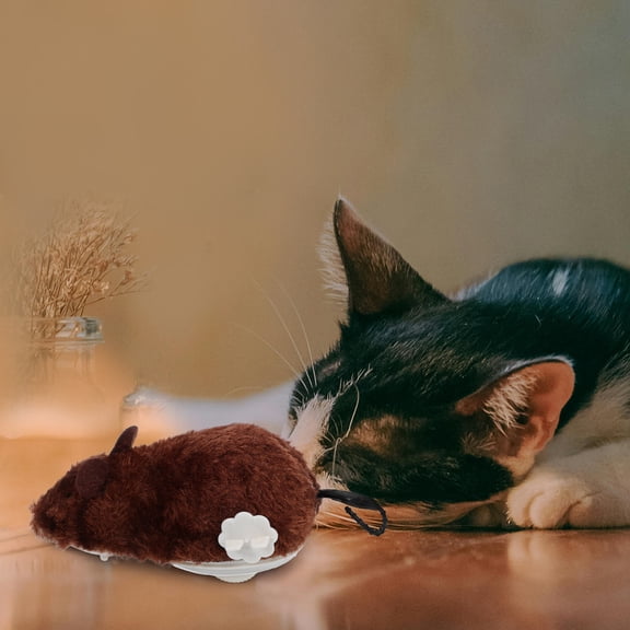 Phenofice 4pcs Squeaky Mouse Cat Toy Assorted Color Plush Clockwork Mechanism