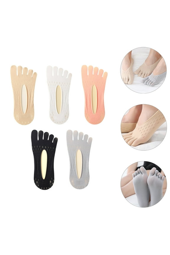 5 Pairs Invisible Socks Women Low Cut Style Friction Reduction Assorted Color Velure