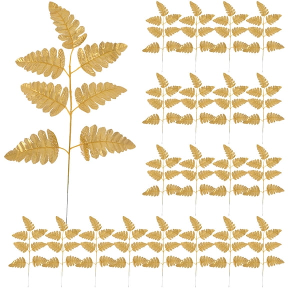 Phenofice 50Pcs Fake Leaves for Wedding Scene Layout Realistic Appearance Golden Silk Cloth