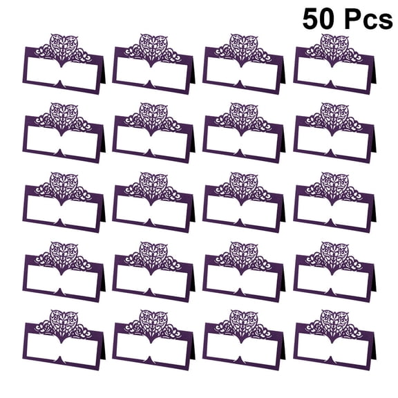 Phenofice 50Pcs Party Seat Card in Purple Paper Material for Elegant Cafe Hotel Restaurant Decor