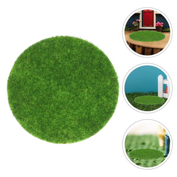 Phenofice 5Pcs Artificial Moss Mat Green Round for Indoor Decoration Micro Landscape Creation 15.00X15.00X0.20in