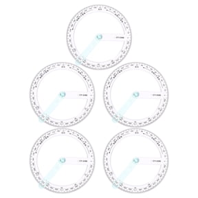 Phenofice 5Pcs Clear Plastic 360 Degree Protractor for Precision Angle Measurement
