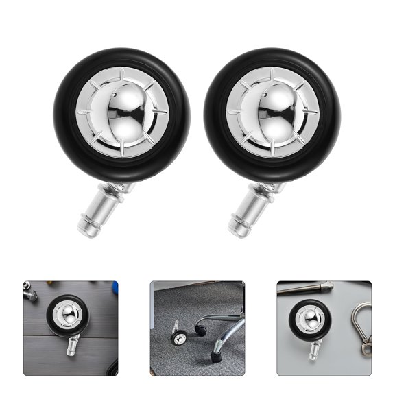 Phenofice 5Pcs Plated Silver Chair Leg Replacement Caster Wheels for Smooth Rolling and Easy Installation