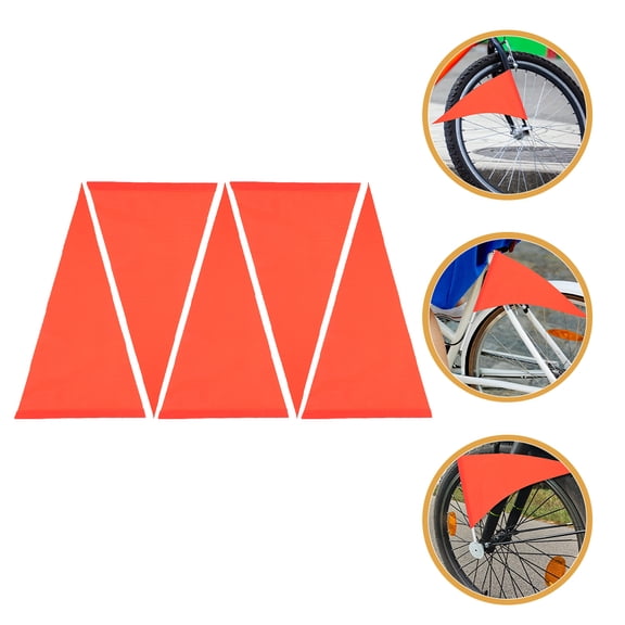 Phenofice 5Pcs Orange PVC Triangle Bike Safety Flag High Visibility Durable Bicycle Accessory