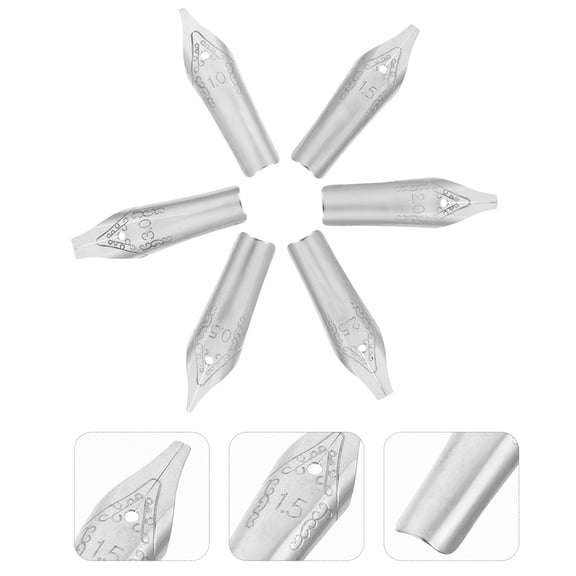 Phenofice 60Pcs Plated Silver Fountain Pen Nibs Smooth Durable Metal Tips for Lettering and Writing