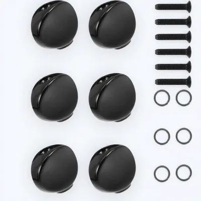 Phenofice 6-Pack Black Guitar Tuner Knobs Metal Buttons and Easy to Install Replacement Parts
