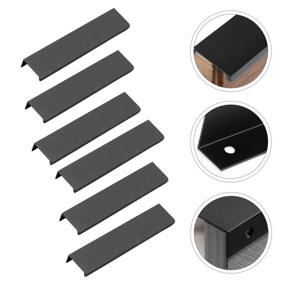 Phenofice 6Pcs Black Rectangular Handle for Cupboard Door Handles with Smooth Workmanship