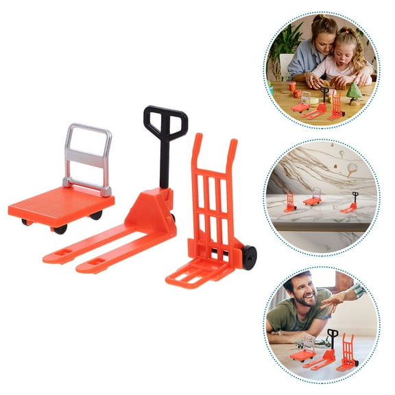 Phenofice 6Pcs Forklift for Kids Miniature Construction Toy Orange Plastic Educational Tool for Children