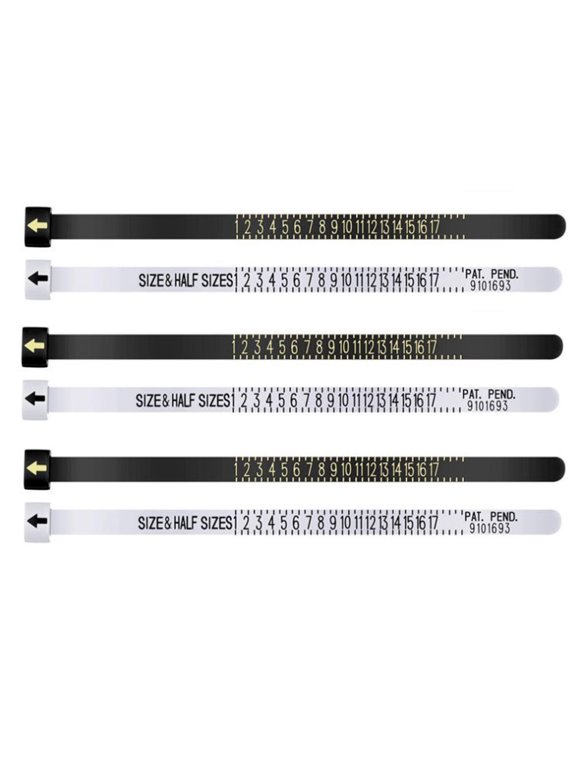 6Pcs Ring Measurement Tool Black Portable Ring Gauge with Size 1 to 17 Accurate Markings