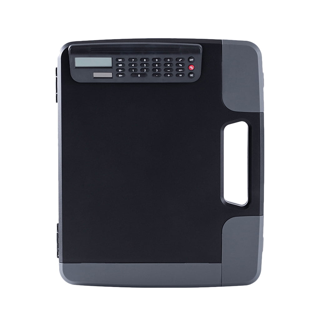 Phenofice Black File Organizer with Calculator Clipboard Case for A4 Document Storage and Office Use