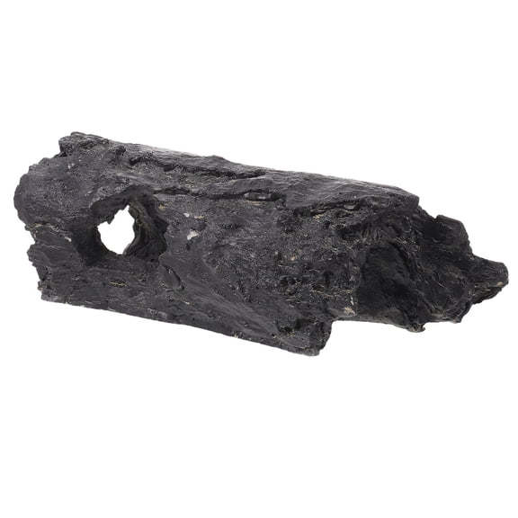 Phenofice Black Resin Reptile Hideout for Terrarium with Natural Bark Texture, Habitat Decor