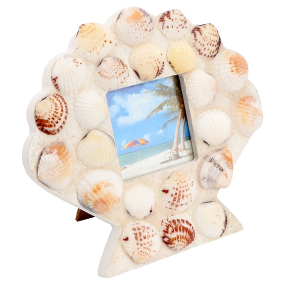 Phenofice Seashell Photo Frame, Multicolor Nautical Beach Coastal Picture Frame for Home Tabletop Ocean Decor