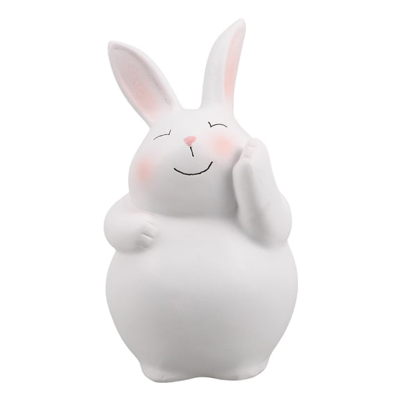 Phenofice Charming White Resin Rabbit Statue with Smooth Texture Perfect for Easter Party Decoration