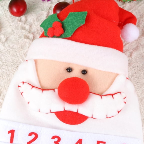 Phenofice Christmas Countdown Calendar Fabric Advent Calendar for Counting Time White Color Add Fun to Holiday Decorations 12.5 Inches