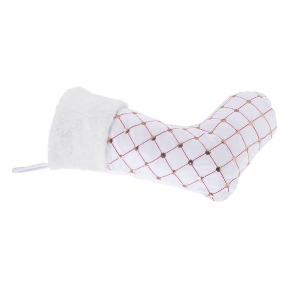 Phenofice 1Pc White Xmas Candy Bag Sock for Holiday Decoration and Storage