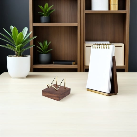Phenofice Coffee Wood Name Card Stand for Desktop Business and Office Counter Use