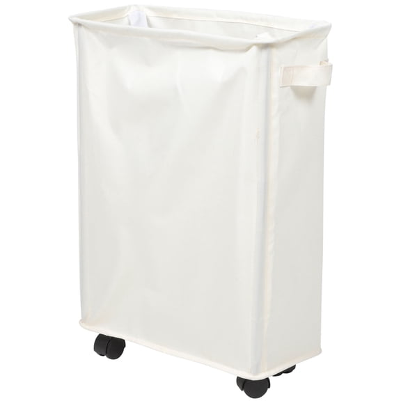 Phenofice Slim Laundry Hamper with Wheels and Detachable Metal Pole, Beige Oxford Fabric, Portable and