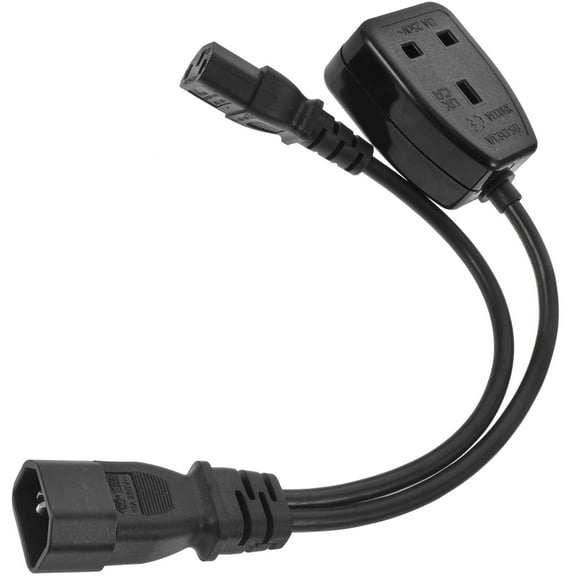 Phenofice Computer Power Cable Adaptor Plug UK C14 to UK 3-pin C13 Black PVC 1Pack