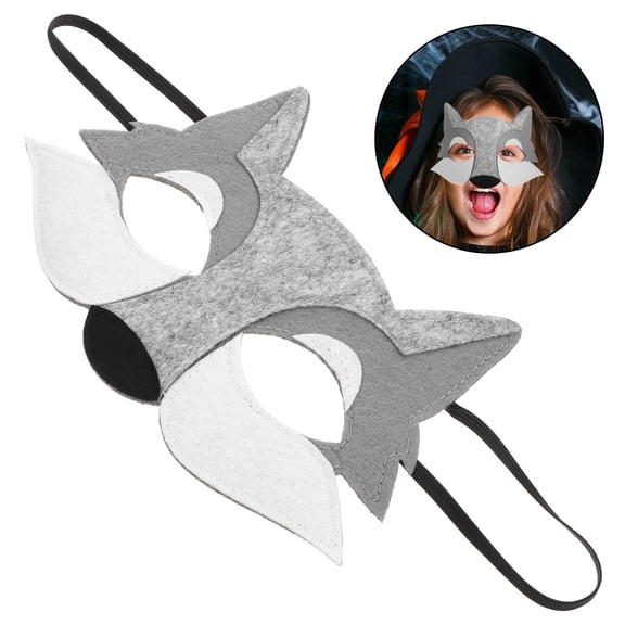 Phenofice Cosplay Mask Wolf Face Mask Grey Fabric for Masquerade 1Pcs