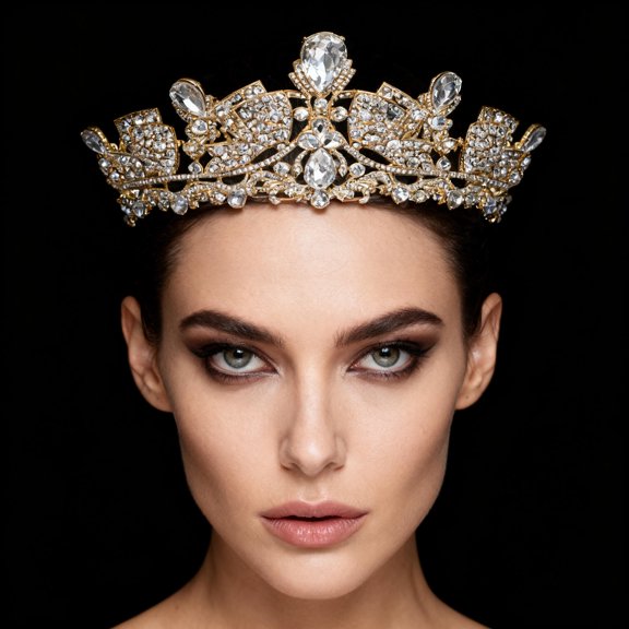 Phenofice Crystal Rhinestone Wedding Crown for Bride with Comfortable Alloy Frame