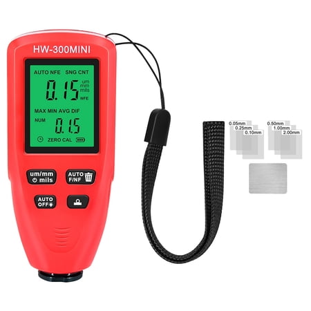 Phenofice Digital Paint Thickness Gauge for Car Coating Measurement with Backlight and Red ABS Shell