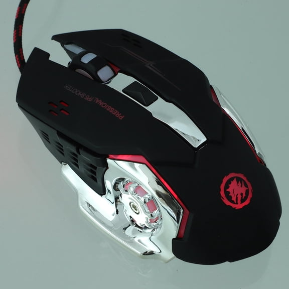Phenofice 6D Wired Black Ergonomic Gaming Mouse with RGB Backlight and Adjustable DPI