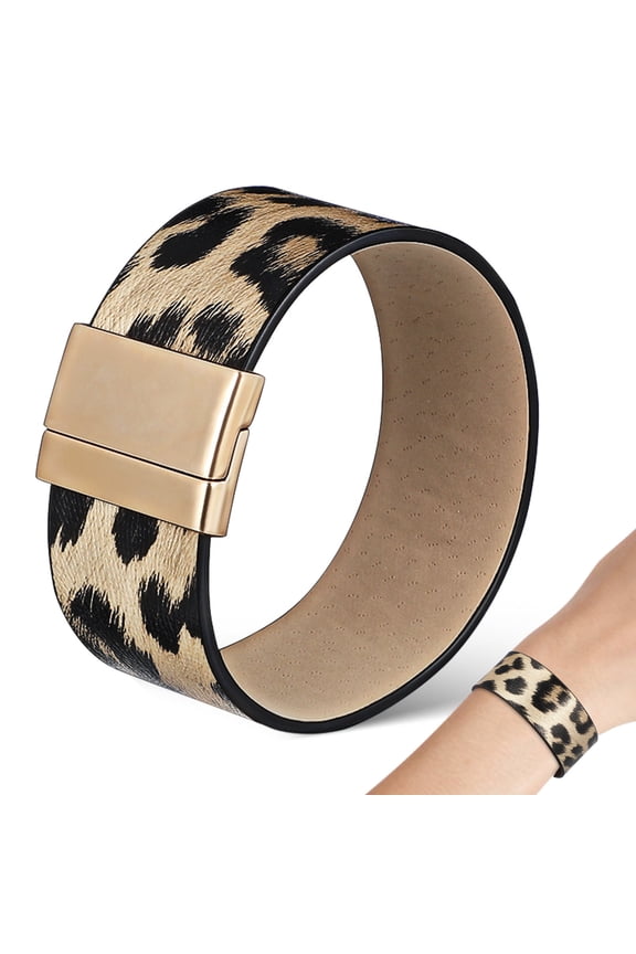 Animal Print Leopard Wrap Cuff Bracelet with Smooth Comfortable Wear Design