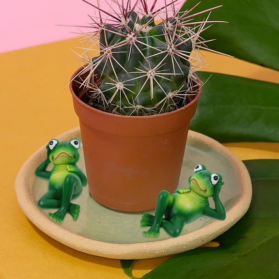 Phenofice Garden Figurine 1Set Resin Frog Shape Outdoor Decor for Balcony and Desk