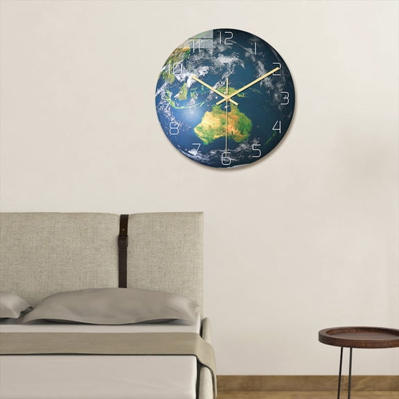 Phenofice Glow in the Dark Globe Wall Clock Acrylic Non Ticking Silent Time Display for Home Decoration 1Pcs