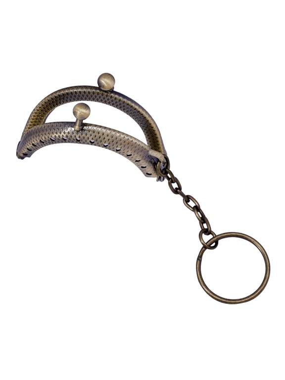 Golden Metal Clutch Bag Frame Key Chains with Semicircle Pendant, Purse Handle for Bag Making and Accessories