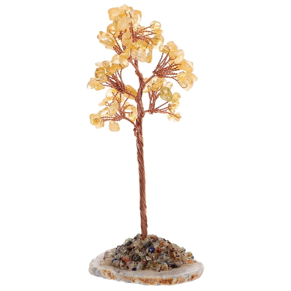 Phenofice Golden Crystal Stone Money Tree Statue for Home Decoration Enhancing Elegance and Wealth Symbol 3.5 inches