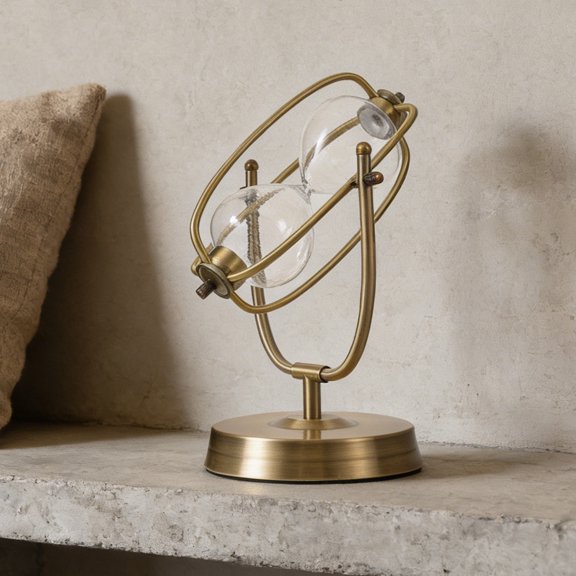 Phenofice Golden Empty Hourglass 360 Degree Rotating Desk Sand Timer Vintage Home Office Decor