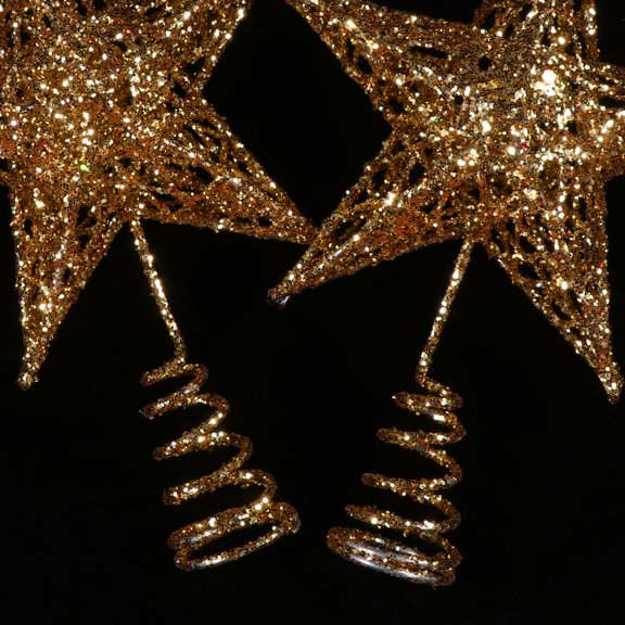 Phenofice Golden Sparkling Star Tree Topper with Cone Holder for Christmas Table Display