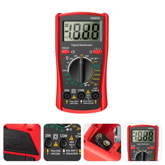 Phenofice Home Multimeter with Large Digital Display and Kickstand for Accurate Electrical Testing in Red