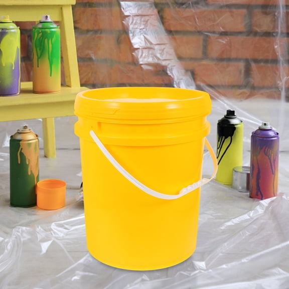 Phenofice Large Capacity Yellow Paint Container with Airtight Lid PP Plastic Bucket