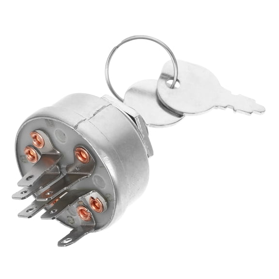 Phenofice Lawn Mower Ignition Switch Plated Silver Key Operated Starter Switch for Tractor and Mower Use