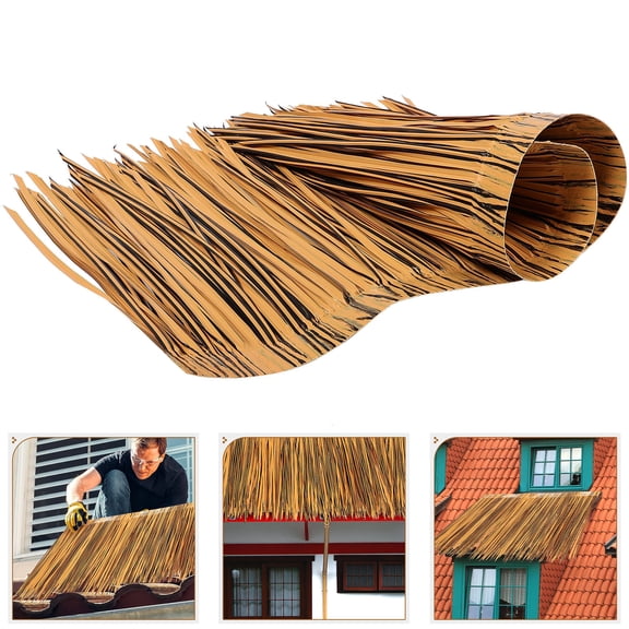 Phenofice Light Brown Synthetic Thatch Roof for Landscaping Decor Easy Install Durable Material