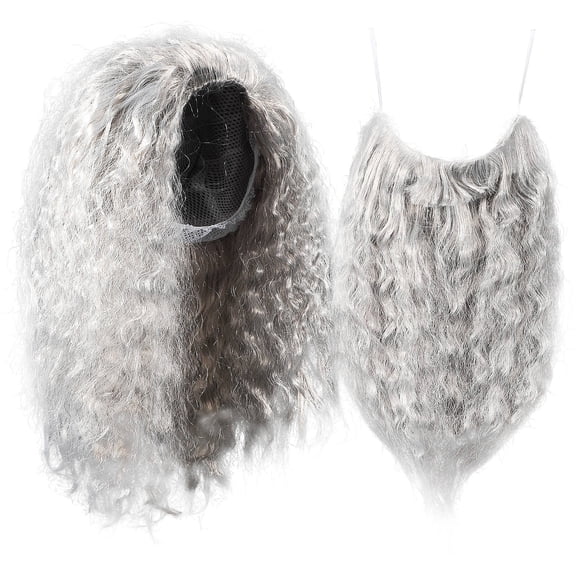 Phenofice Gray Fake Beard and Wizard Beard Set, Costume Facial Hair Accessory for Adult Cosplay Party Dress Up