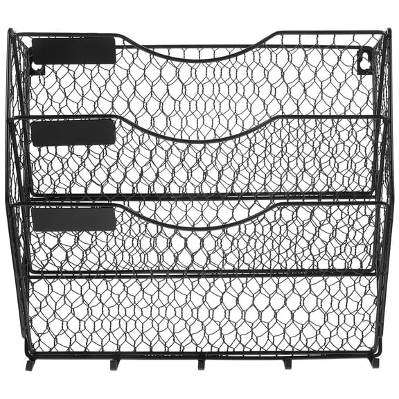 Phenofice Modern Black Wall Pocket File Holder Metal Hanging Organizer for Office Or Reception Area